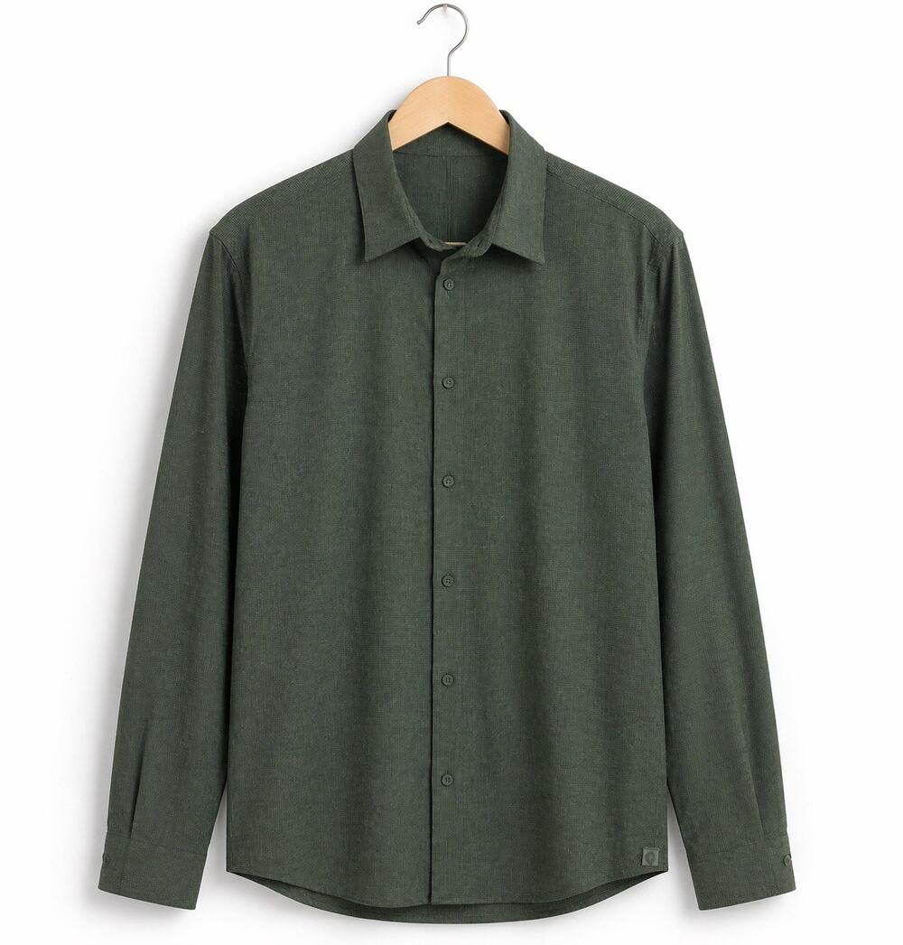 Lululemon Mens L Commission Long Sleeve Button Up Shirt Green Technical Ripstop